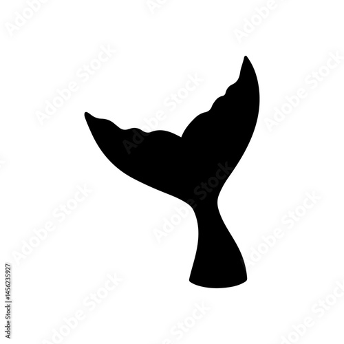 Whale tail silhouette icon vector flat design.