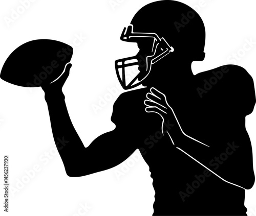 American Football Player Silhouette Vector Bundle – Quarterback, Running, Catching, Throwing Poses