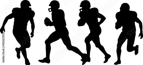 American Football Player Silhouette Vector Bundle – Quarterback, Running, Catching, Throwing Poses