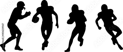 American Football Player Silhouette Vector Bundle – Quarterback, Running, Catching, Throwing Poses