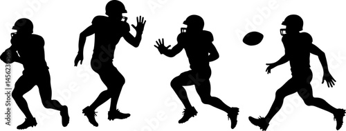 American Football Player Silhouette Vector Bundle – Quarterback, Running, Catching, Throwing Poses
