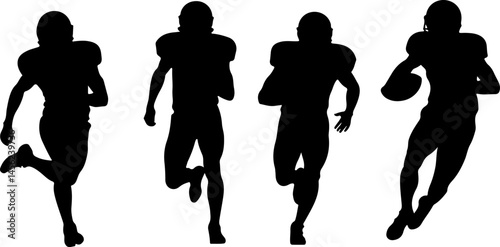 American Football Player Silhouette Vector Bundle – Quarterback, Running, Catching, Throwing Poses