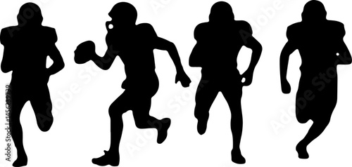 American Football Player Silhouette Vector Bundle – Quarterback, Running, Catching, Throwing Poses