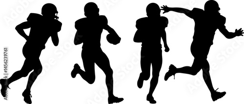 American Football Player Silhouette Vector Bundle – Quarterback, Running, Catching, Throwing Poses