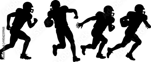 American Football Player Silhouette Vector Bundle – Quarterback, Running, Catching, Throwing Poses