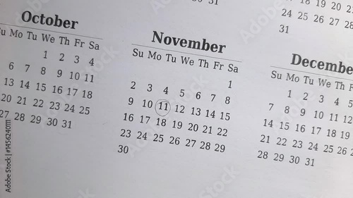marking 11 November date on the calendar	
