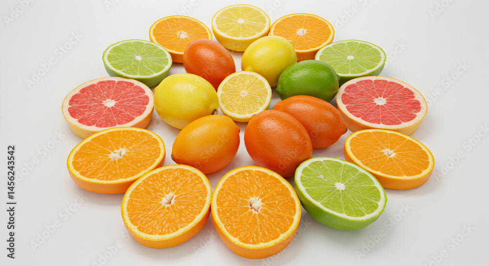 Vibrant Slices Of Citrus Fruits Displaying Colorful Juice And Freshness Vibrant Slices Of Citrus Fruits Displaying Colorful Juice And Freshness