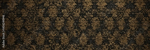 Intricate black & gold damask pattern, metallic accents, texture, coupon