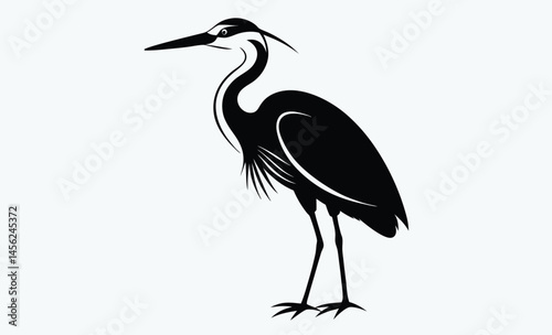 Heron bird silhouette,  bird icon, vector illustration