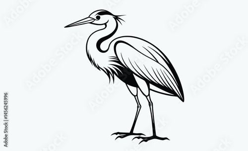Heron bird silhouette,  bird icon, vector illustration