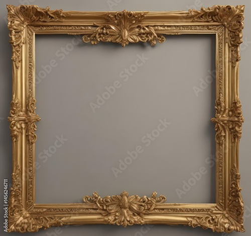 Intricate gold frame, delicate design, gilded border, filigree, antique