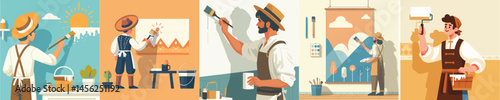 farmer character vector is painting