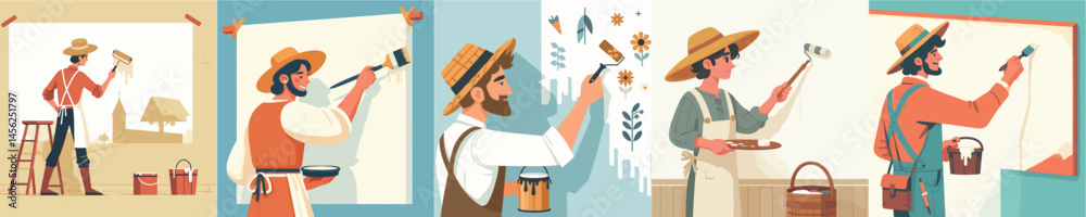 Fototapeta premium farmer character vector is painting