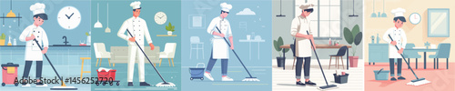 chef character vector is mopping