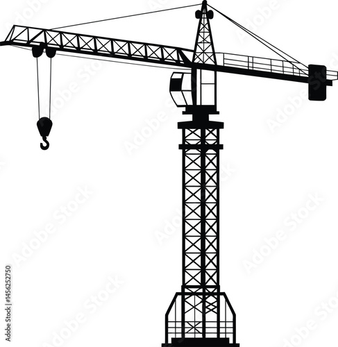 Construction Crane Silhouette Vector Icon Heavy Equipment Design