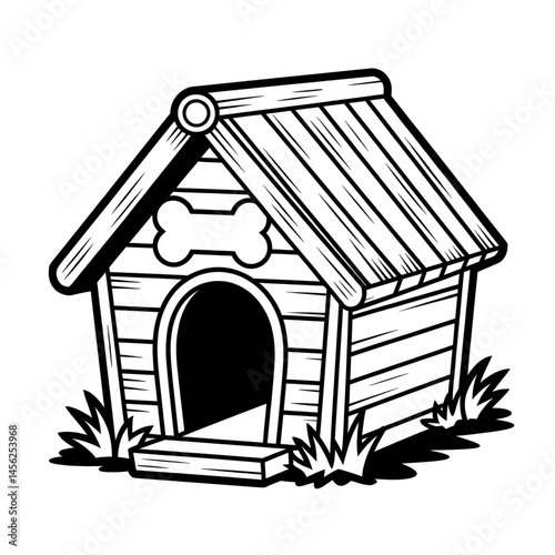  Dog house icon on white background coloring page 