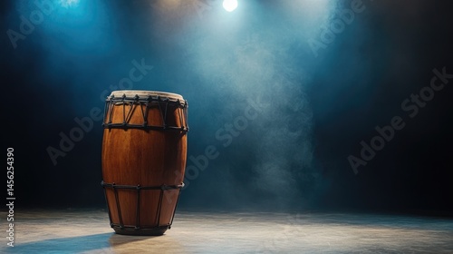 Wallpaper Mural Cajn drum box from Peru resting on concrete floor with stage lighting, representing Afro-Peruvian rhythm Torontodigital.ca