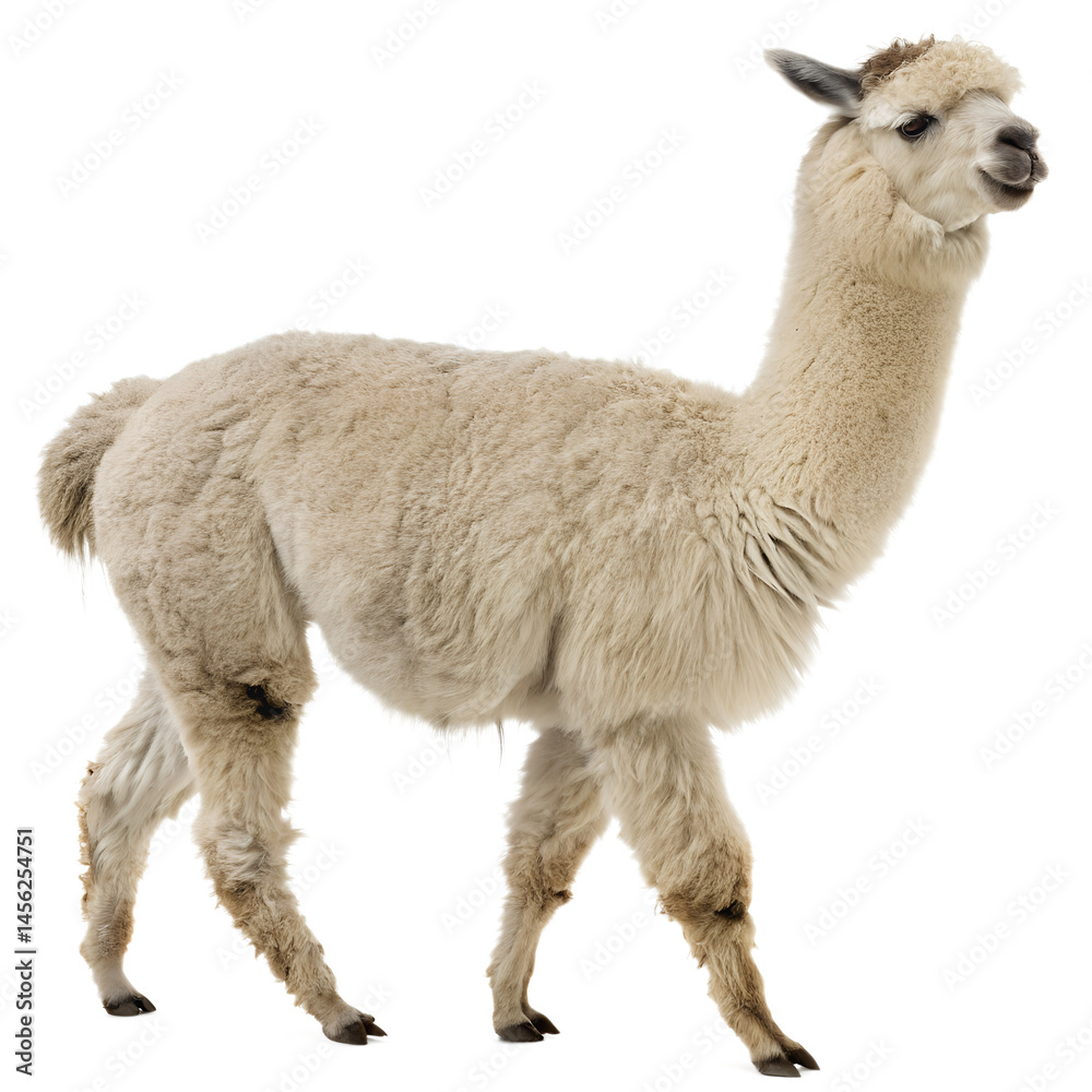Fototapeta premium Alpaca Isolated on Transparent Background