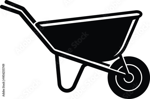 Wheelbarrow Silhouette Vector Icon Gardening Tool Cart Illustration