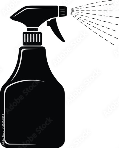 Spray Bottle Silhouette Vector Icon Cleaning Disinfectant Design