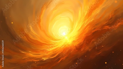 Abstract Swirl of Gold, Yellow and Orange Light Energy Background, Decorative Design, Art Wallpaper