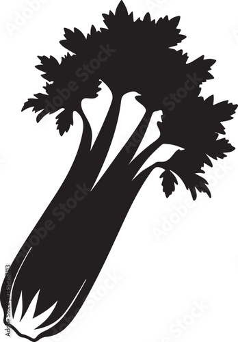 celery vegetable silhouette, black and white silhouette, vector and illustration