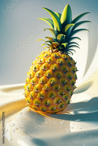 Pineapple on studio background, still life scene 