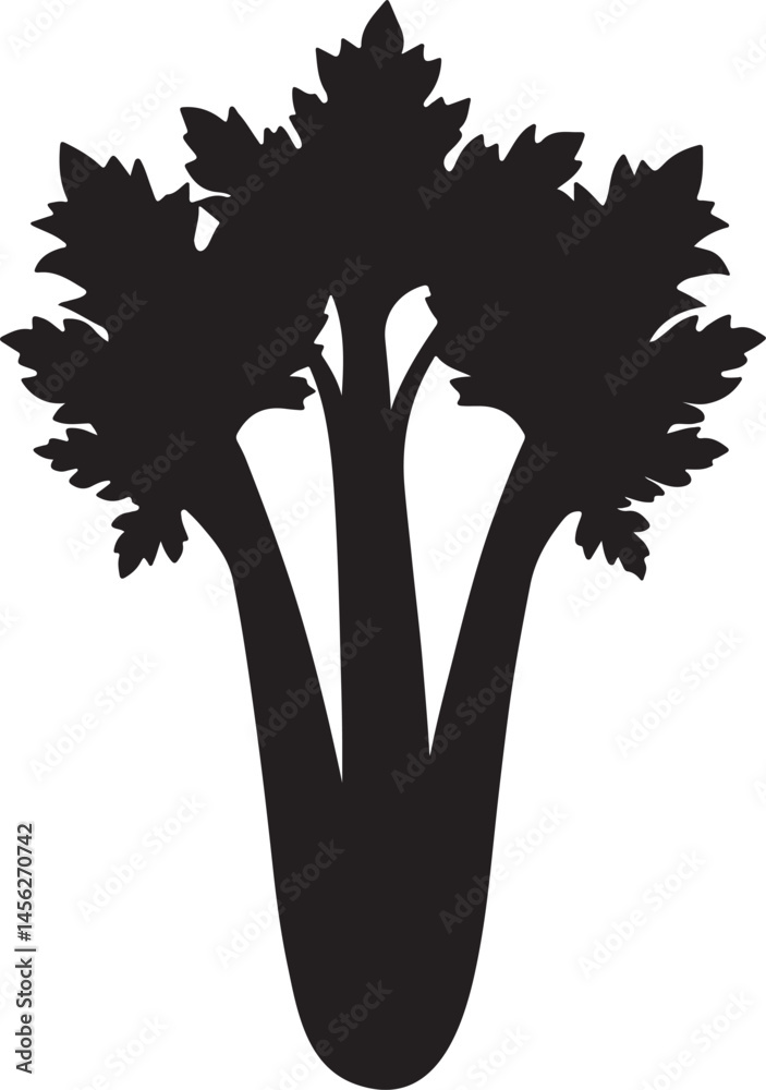 Obraz premium celery vegetable silhouette, black and white silhouette, vector and&nbsp;illustration