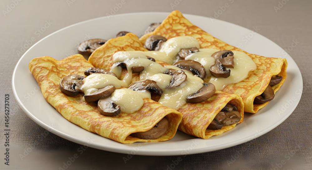 Savory Crepes Topped With Creamy Sauce and Saut?ed Mushrooms Recipe Savory Crepes Topped With Creamy Sauce and Saut?ed Mushrooms Recipe