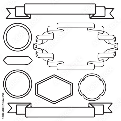 Vector Ribbon and Badge Set – Outline Design Collection