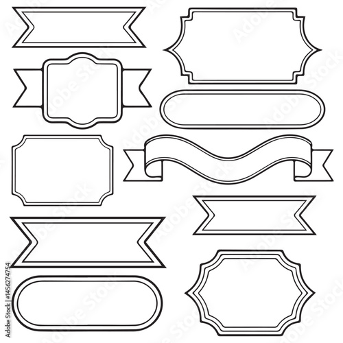 Vector Ribbon and Badge Set – Outline Design Collection