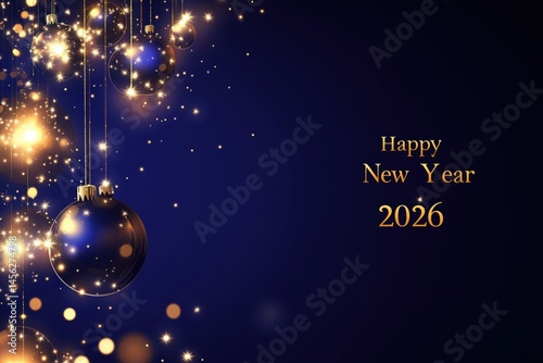 Wallpaper Mural Elegant Happy New Year 2026 with Gold Ornaments and Sparkling Lights Torontodigital.ca