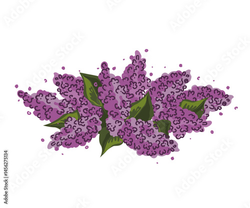 Lilac flowers wreath isolated illustration. Vector design element