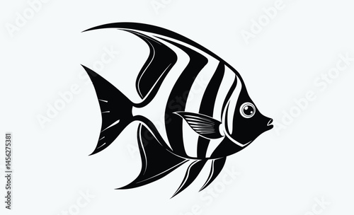 Angelfish silhouette, angelfish vector silhouette, icon, illustration on a white background