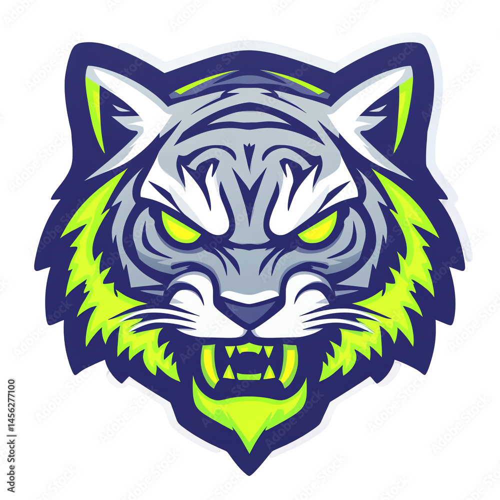 Fototapeta premium Fierce tiger head logo a vibrant mascot design on transparent background