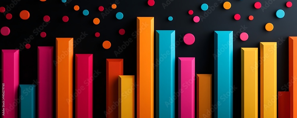 Obraz premium Colorful bar graph on black background