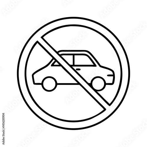 No Parking Sign Icon for traffic regulations and urban management in city areas