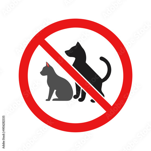 No pets sign indicating prohibition of cats and dogs, vector design for public spaces and regulations