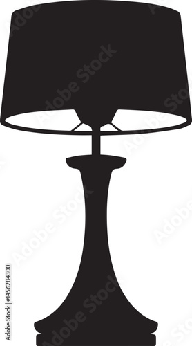 Short Lamp Silhouette Vector | Table Light, Desk Glow & Minimal Fixture in Black Vector