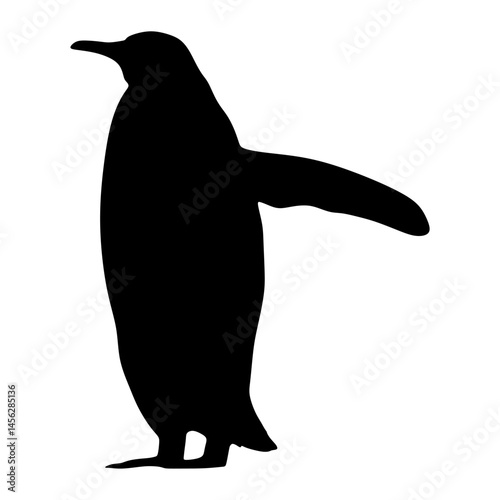 Vector silhouette of penguin on transparent background