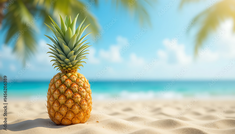 Pineapple on a Sandy Beach Pineapple on a Sandy Beach