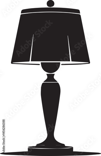 Short Lamp Silhouette Vector | Table Light, Desk Glow & Minimal Fixture in Black Vector