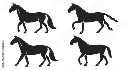 Horse Silhouettes in Side Profile Collection