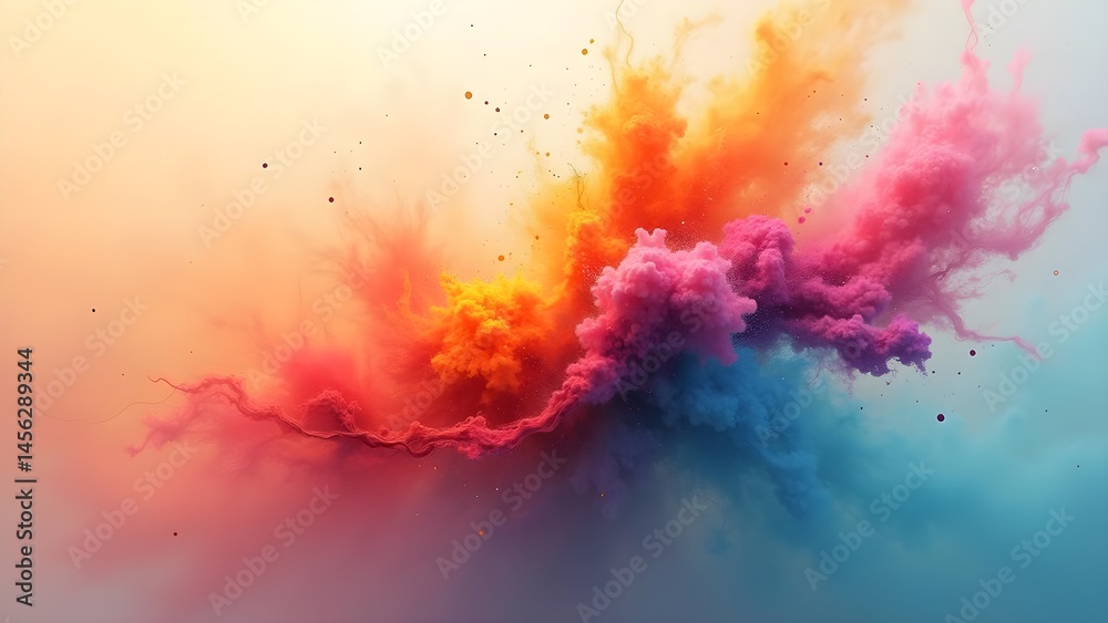 Colorful powder explosion with dynamic splashes, vibrant hues, and fluid motion, art background Colorful powder explosion with dynamic splashes, vibrant hues, and fluid motion, art background