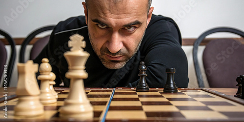 Player defeating his opponent and winning at chess