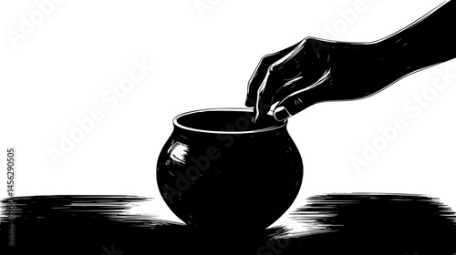 Potter Forming Vessel With Hands, vector design