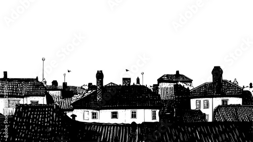 Simple Rooftops Under Open Sky, vector design