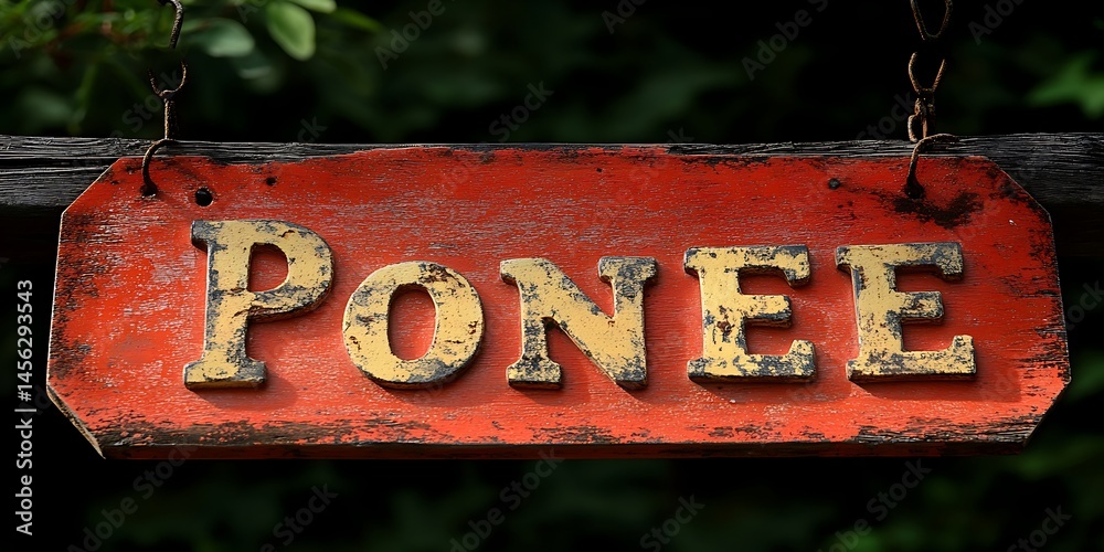 Obraz premium Vintage Red Sign with Worn Letters