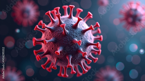 Genetically engineered virus particle suspended in synthetic fluid, surrounded by data streams and nanotechnology symbols, close-up, microphotography