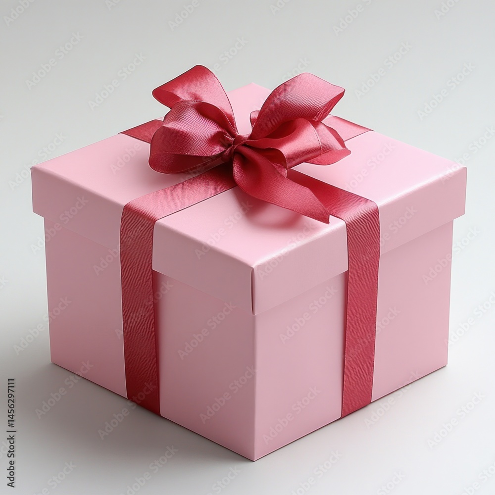 Obraz premium Elegant Pink Gift Box with Ribbon Ideal for Birthdays, Celebrations, and Special Occasions